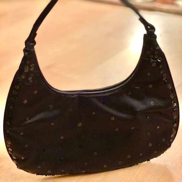 Prom, Special Occasion small purse, Ann Taylor, satin, sequins, snap closure - Picture 3 of 10